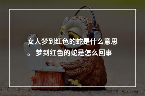女人梦到红色的蛇是什么意思。 梦到红色的蛇是怎么回事