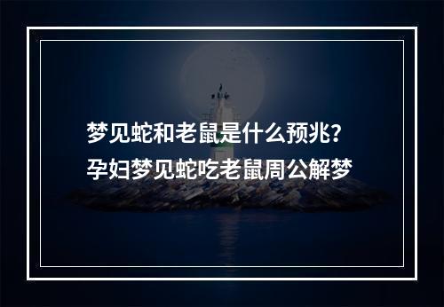 梦见蛇和老鼠是什么预兆？ 孕妇梦见蛇吃老鼠周公解梦