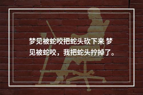 梦见被蛇咬把蛇头砍下来 梦见被蛇咬，我把蛇头拧掉了。
