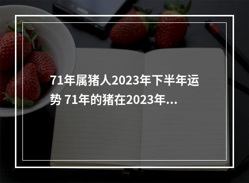 71年属猪人2023年下半年运势 71年的猪在2023年的运气如何