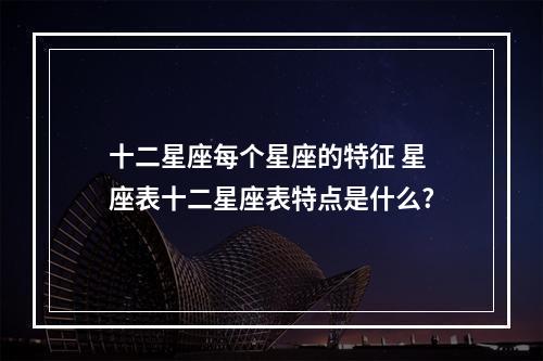 十二星座每个星座的特征 星座表十二星座表特点是什么?