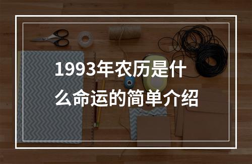 1993年农历是什么命运的简单介绍