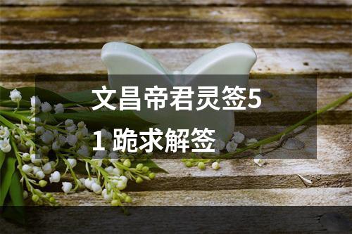 文昌帝君灵签51 跪求解签