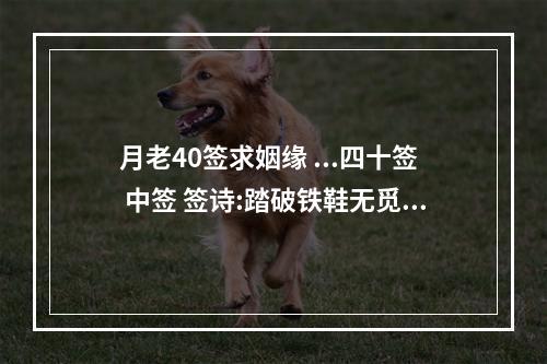 月老40签求姻缘 ...四十签 中签 签诗:踏破铁鞋无觅处,得来全不费功夫。