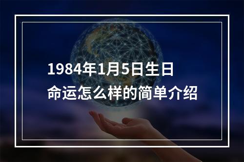 1984年1月5日生日命运怎么样的简单介绍