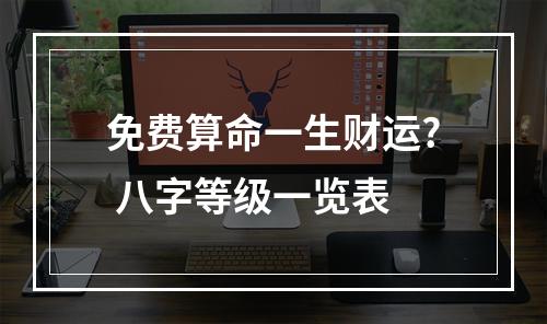 免费算命一生财运? 八字等级一览表