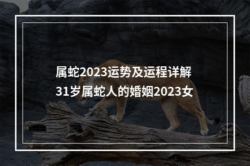 属蛇2023运势及运程详解 31岁属蛇人的婚姻2023女