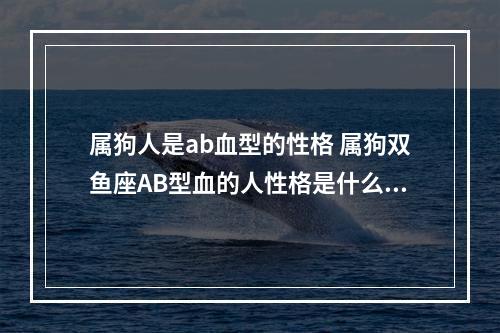 属狗人是ab血型的性格 属狗双鱼座AB型血的人性格是什么样的啊?