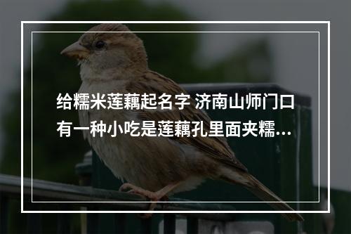 给糯米莲藕起名字 济南山师门口有一种小吃是莲藕孔里面夹糯米,甜汤浇灌。这个叫什么名字...