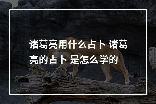 诸葛亮用什么占卜 诸葛亮的占卜 是怎么学的