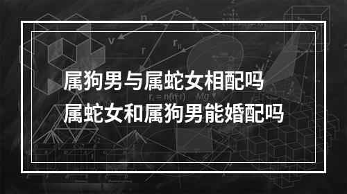 属狗男与属蛇女相配吗 属蛇女和属狗男能婚配吗